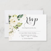 Carte de réponse RSVP de mariage Floral Rose blanc (Devant)