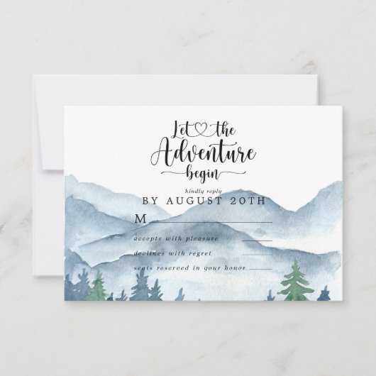 Carte de réponse RSVP de mariage forêt aquarelle (Devant)