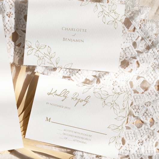 Carte de réponse RSVP de mariage Gold Classic