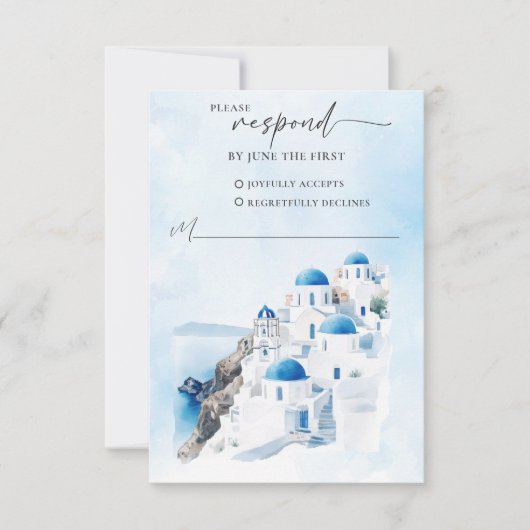 Carte de réponse RSVP de mariage grec (Devant)