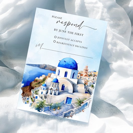 Carte de réponse RSVP de mariage grec