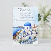 Carte de réponse RSVP de mariage grec (Debout devant)