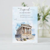 Carte de réponse RSVP de mariage grec (Debout devant)