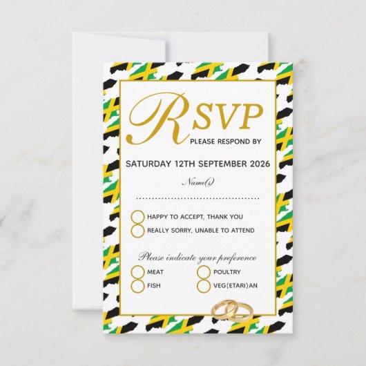 Carte de réponse RSVP de mariage JAMAICA (Devant)