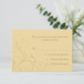 Carte de réponse RSVP de mariage jaune doré (Debout devant)