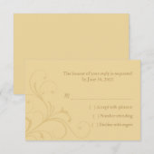 Carte de réponse RSVP de mariage jaune doré (Devant / Derrière)