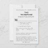 Carte de réponse RSVP de mariage littéraire de la (Devant)