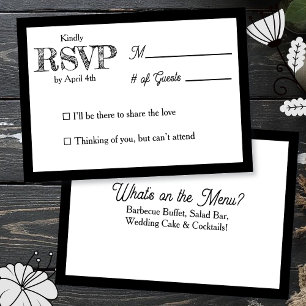 Carte de réponse RSVP de mariage & Menu du dîner d