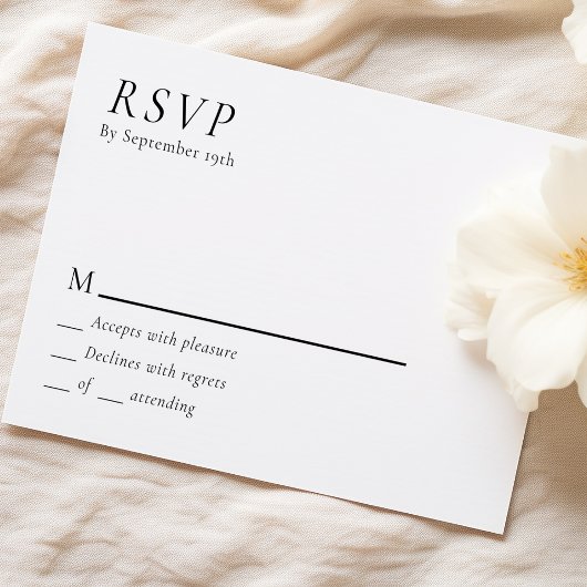 Carte de réponse RSVP de mariage minimal simple et