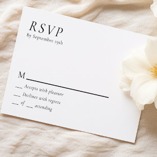 Carte de réponse RSVP de mariage minimal simple et