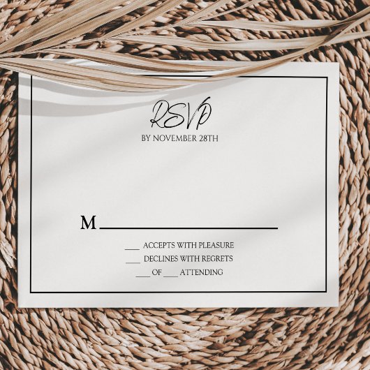 Carte de réponse RSVP de mariage minimaliste simpl