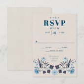 Carte de réponse RSVP de mariage moderne boho folk (Devant / Derrière)