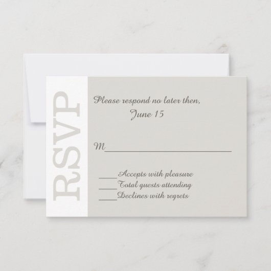 Carte de réponse RSVP de mariage moderne de sable (Devant)