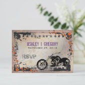 Carte de réponse RSVP de mariage motard ou moto Vi (Debout devant)