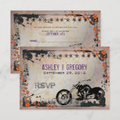 Carte de réponse RSVP de mariage motard ou moto Vi (Devant / Derrière)