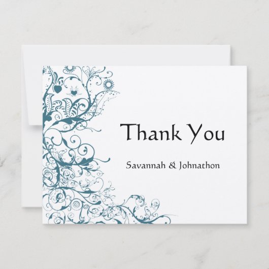 Carte de réponse RSVP de mariage Oiseaux et volute (Devant)