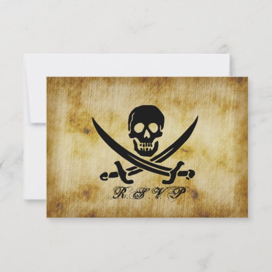 Carte de réponse RSVP de mariage pirate (Devant)