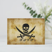 Carte de réponse RSVP de mariage pirate (Debout devant)