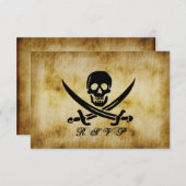 Carte de réponse RSVP de mariage pirate (Devant / Derrière)