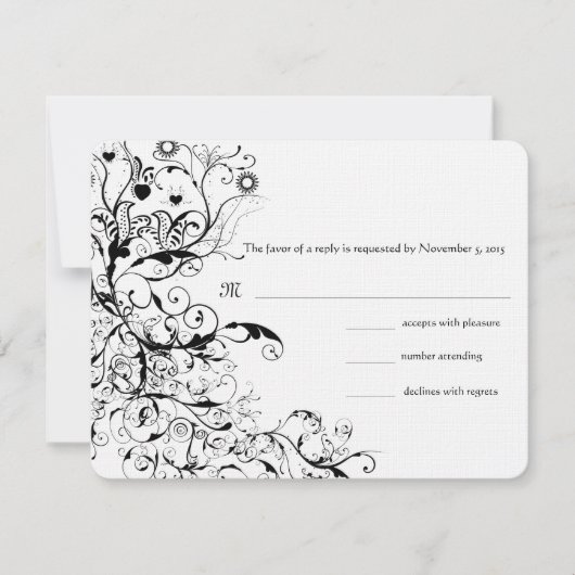 Carte de réponse RSVP de mariage pour les oiseaux (Devant)