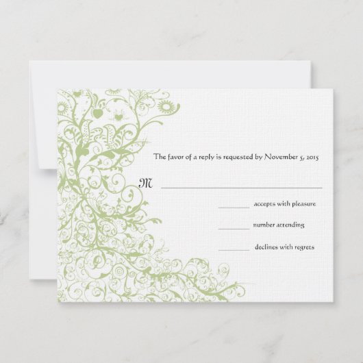 Carte de réponse RSVP de mariage pour les oiseaux  (Devant)