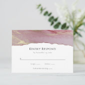 Carte de réponse RSVP de mariage rose Dusty modern (Debout devant)