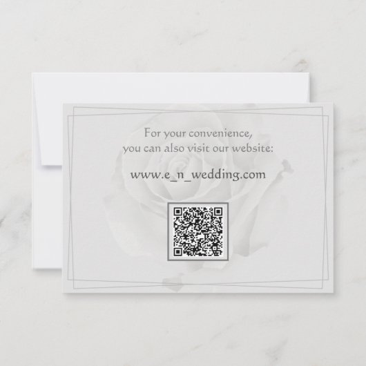Carte de réponse RSVP de mariage Roses blanches po (Dos)