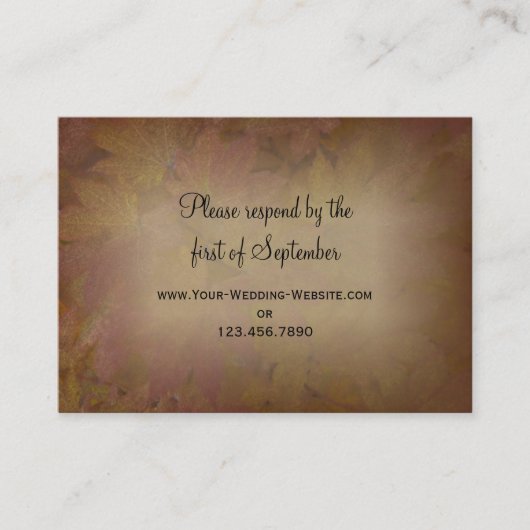 Carte de réponse RSVP de mariage RSVP de Feuilles (Devant)