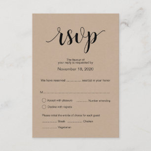 Carte de réponse Rsvp de mariage Russe moderne Kra