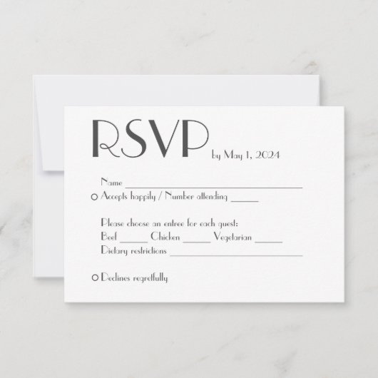 Carte de réponse RSVP de mariage simple (Devant)