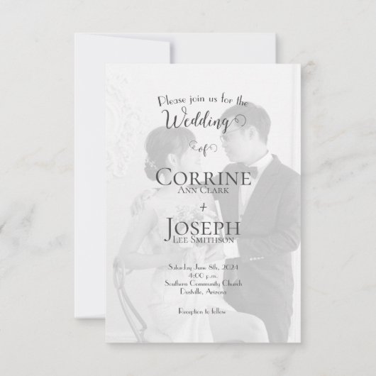 Carte de réponse RSVP de mariage simple (Dos)
