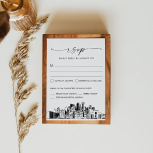 Carte de réponse RSVP de mariage Skyline Dallas