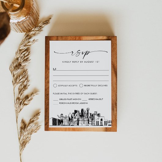 Carte de réponse RSVP de mariage Skyline Dallas