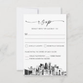 Carte de réponse RSVP de mariage Skyline Dallas (Devant)