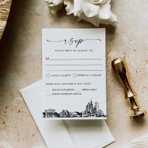 Carte de réponse RSVP de mariage Skyline de Chicag