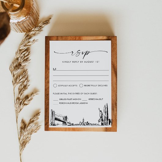 Carte de réponse RSVP de mariage Skyline de New Yo