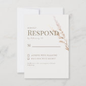 Carte de réponse RSVP de mariage texte or Boho Cre (Devant)