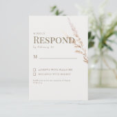 Carte de réponse RSVP de mariage texte or Boho Cre (Debout devant)