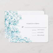 Carte de réponse RSVP de mariage turquoise Blue Bi (Devant / Derrière)