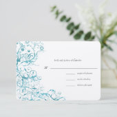 Carte de réponse RSVP de mariage turquoise Blue Bi (Debout devant)