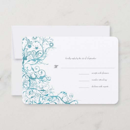 Carte de réponse RSVP de mariage turquoise Blue Bi (Devant)