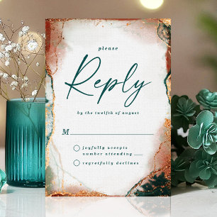 Carte de réponse RSVP de mariage Turquoise et cuiv