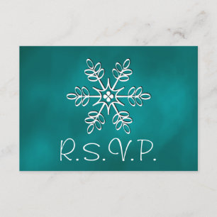 Carte de réponse RSVP de mariage turquoise Snowfla