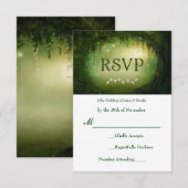 Carte de réponse RSVP de mariage vert forêt enchan (Devant / Derrière)