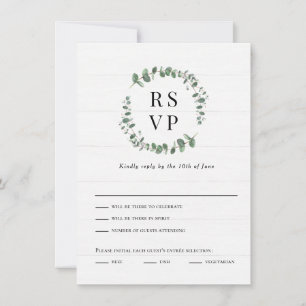 Carte de réponse RSVP de mariage vert rustique