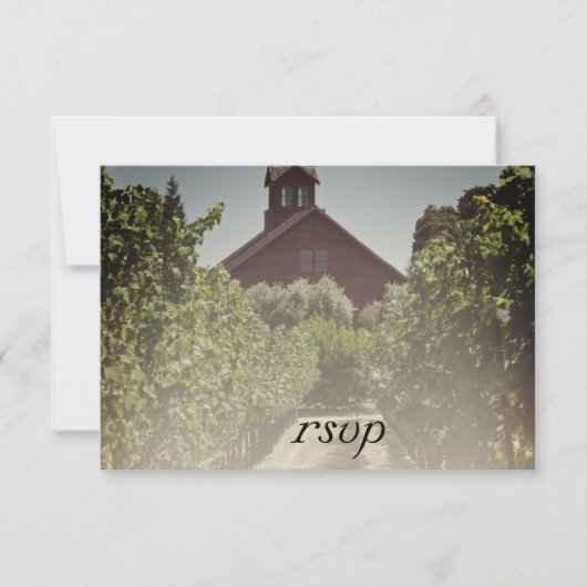 Carte de réponse RSVP de mariage Vineyard et Red B (Devant)