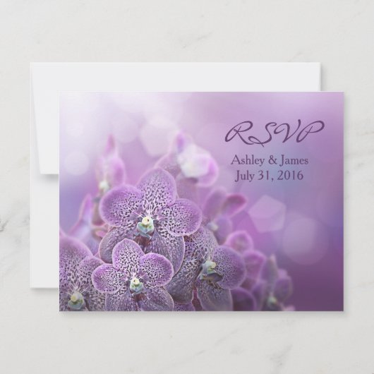Carte de réponse RSVP de mariage violet orchidée (Dos)