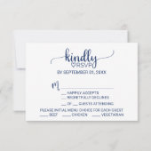 Carte de réponse RSVP de menu à calligraphie simpl (Dos)