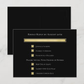 Carte de réponse RSVP de menu avec fond noir Blanc (Devant / Derrière)