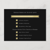 Carte de réponse RSVP de menu avec fond noir Blanc (Devant)